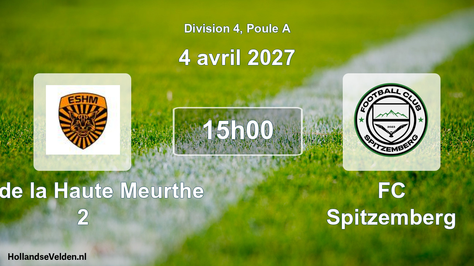 Match programmé: ES de la Haute Meurthe 2 - FC Spitzemberg (4 avril 2027)