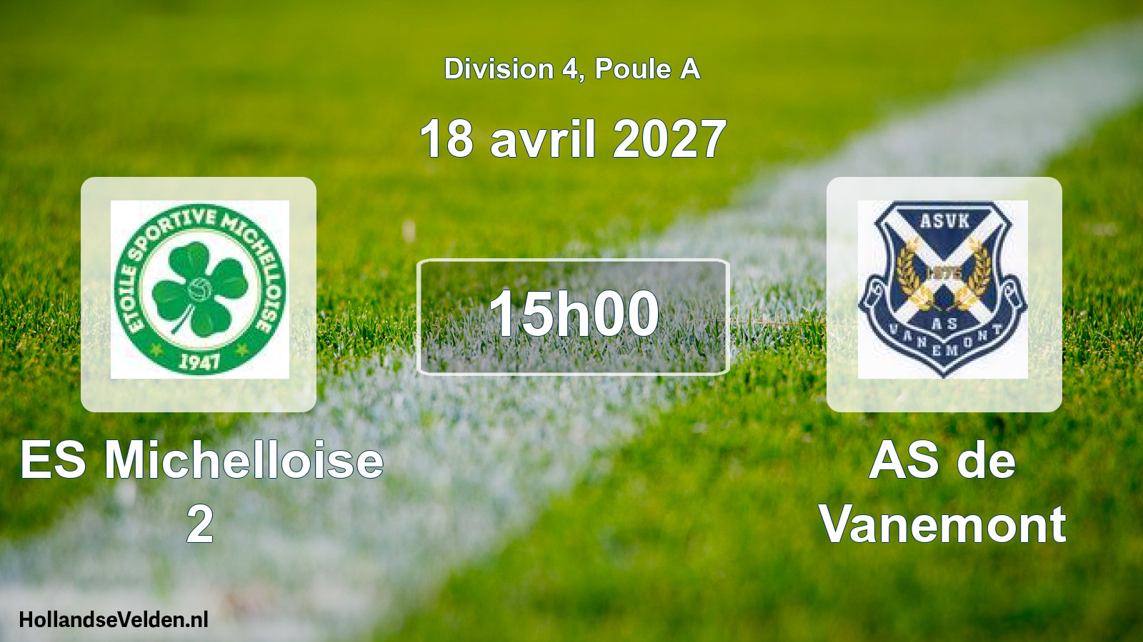 Match programmé: ES Michelloise 2 - AS de Vanemont (18 avril 2027)