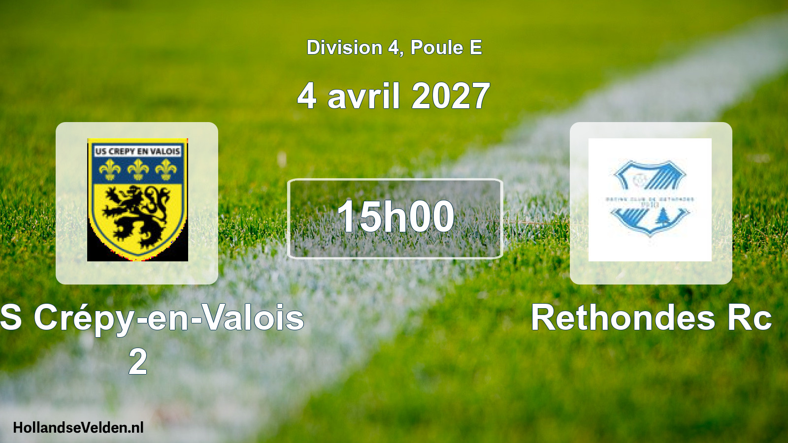 Geplande wedstrijd: US Crépy-en-Valois 2 - Rethondes Rc (4 april 2027)