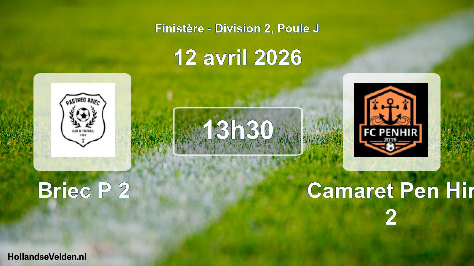 Geplande wedstrijd: Briec P 2 - Camaret Pen Hir 2 (12 april 2026)