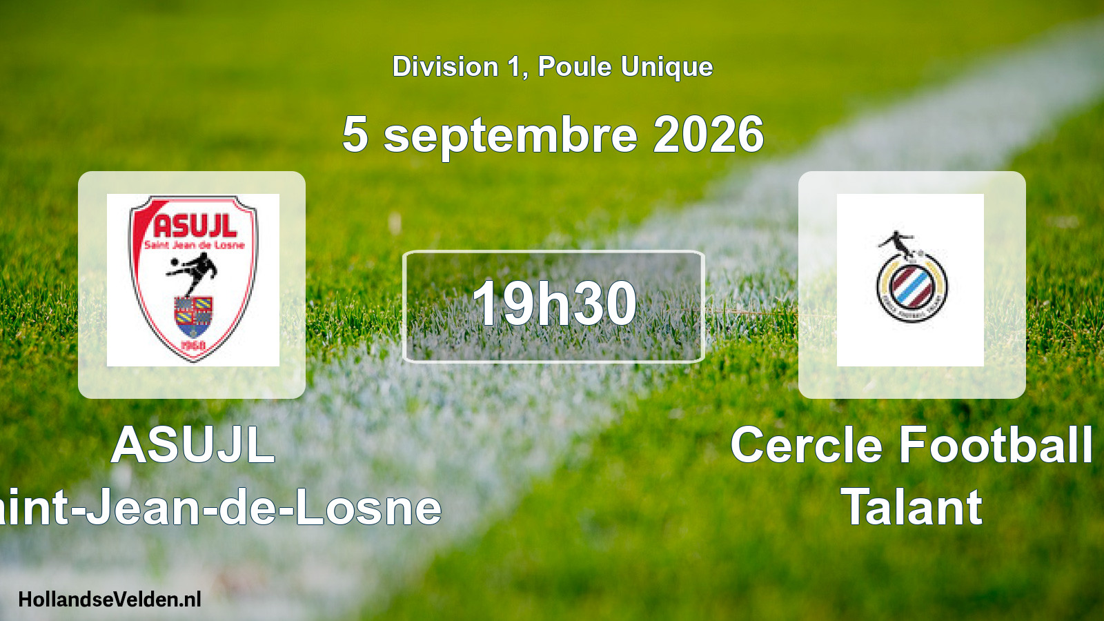 Scheduled Match: ASUJL Saint-Jean-de-Losne - Cercle Football Talant (5 September 2026)
