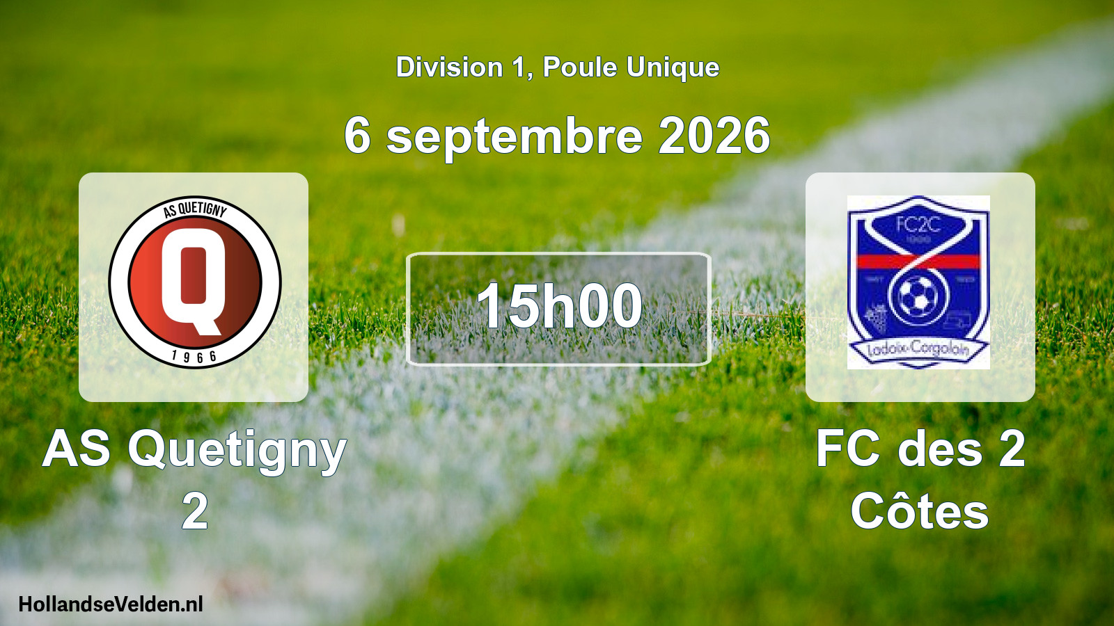 Scheduled Match: AS Quetigny 2 - FC des 2 Côtes (6 September 2026)