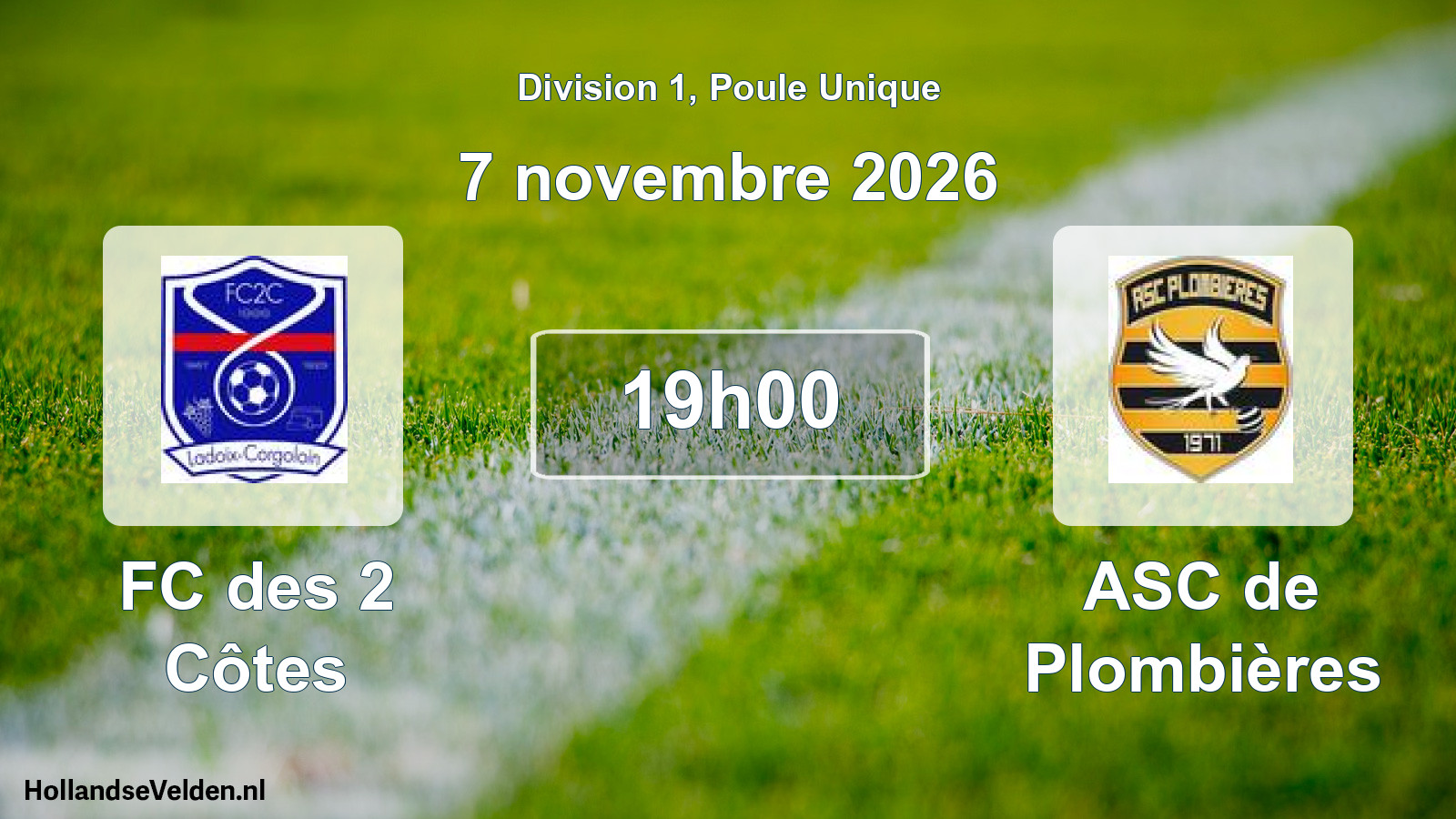 Scheduled Match: FC des 2 Côtes - ASC de Plombières (7 November 2026)
