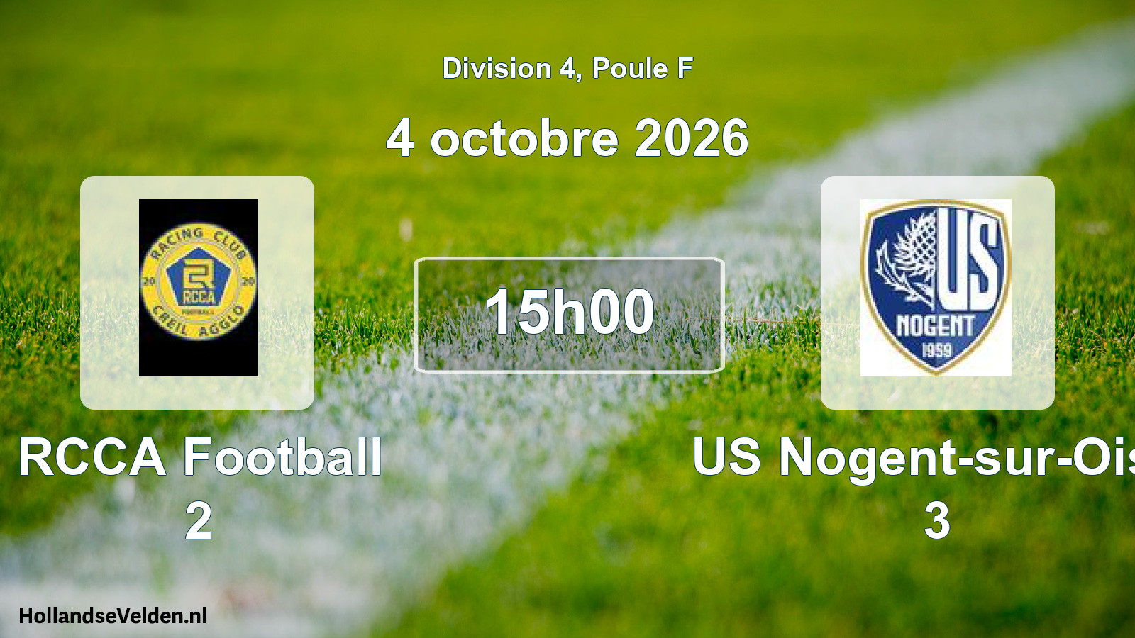 Scheduled Match: RCCA Football 2 - US Nogent-sur-Oise 3 (4 October 2026)