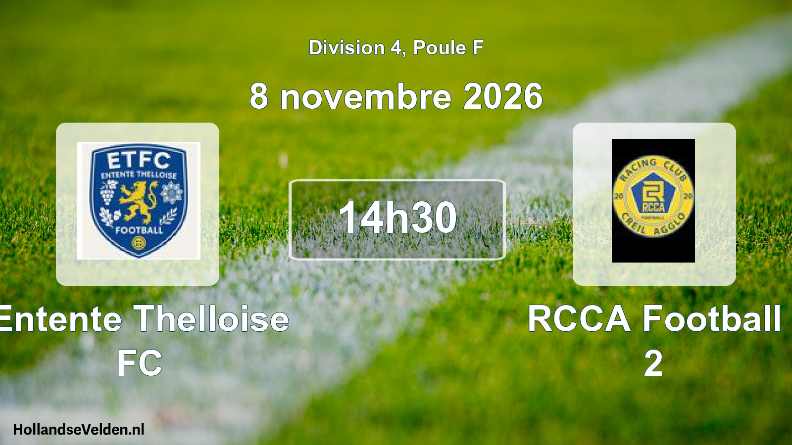Scheduled Match: Entente Thelloise FC - RCCA Football 2 (8 November 2026)