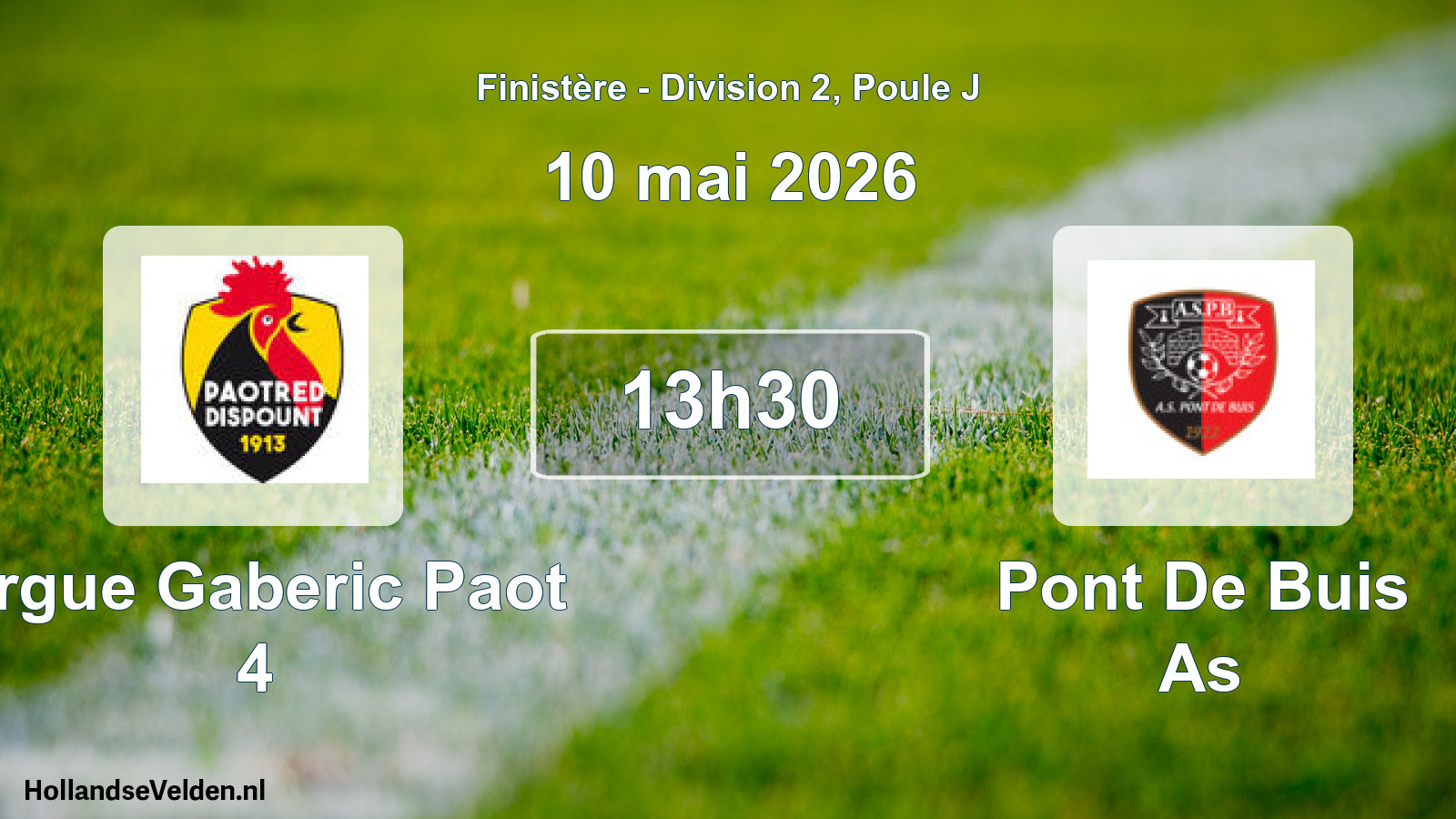 Geplande wedstrijd: Ergue Gaberic Paot 4 - Pont De Buis As (10 mei 2026)