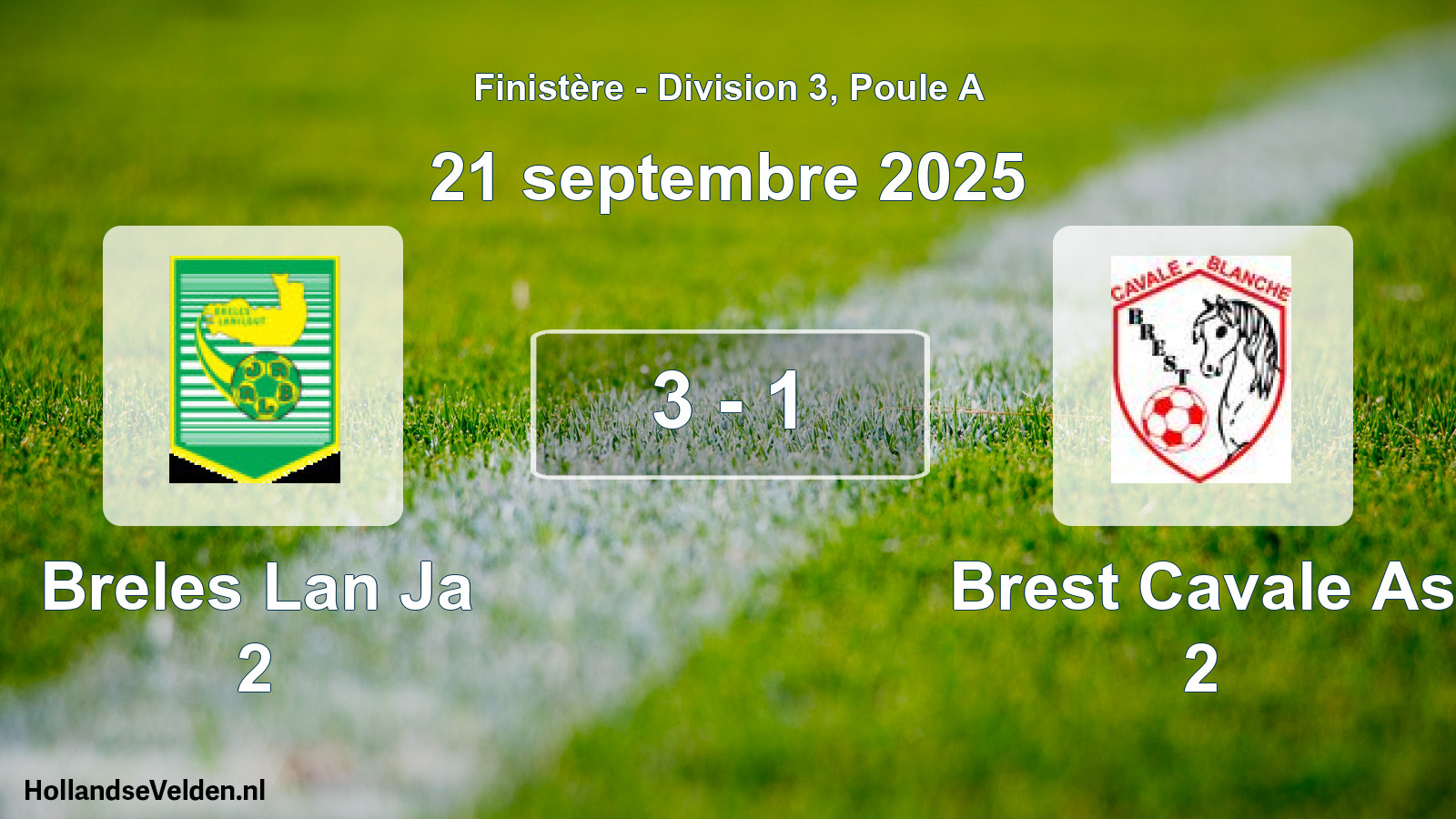 Gespeelde wedstrijd: Breles Lan Ja 2 - Brest Cavale As 2 3 - 1 (21 septembre 2025)