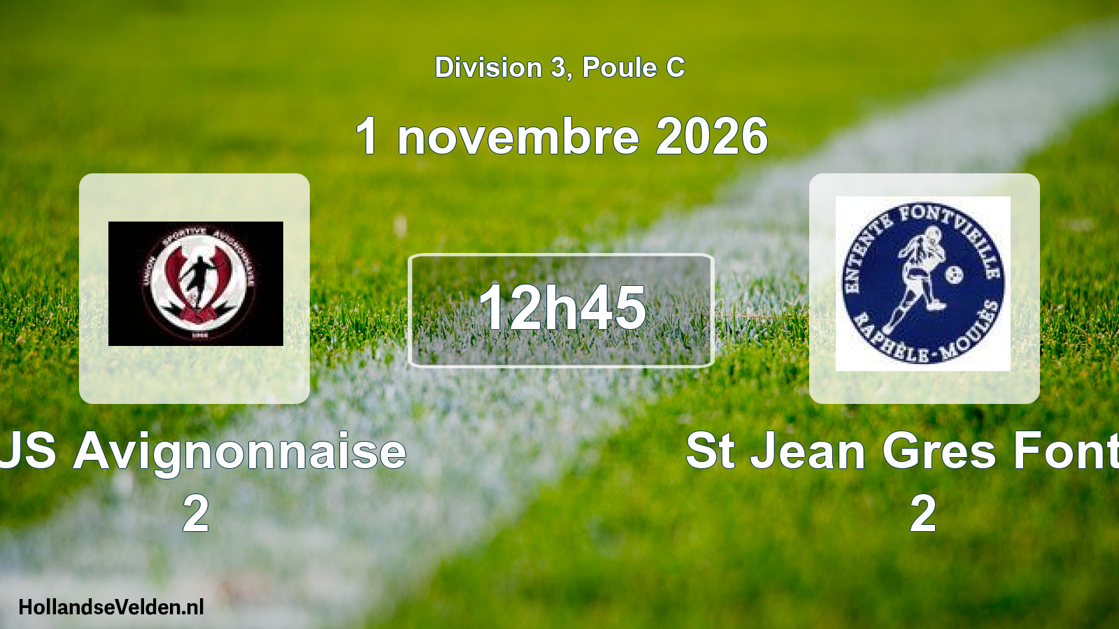 Scheduled Match: US Avignonnaise 2 - St Jean Gres Fontv. 2 (1 November 2026)