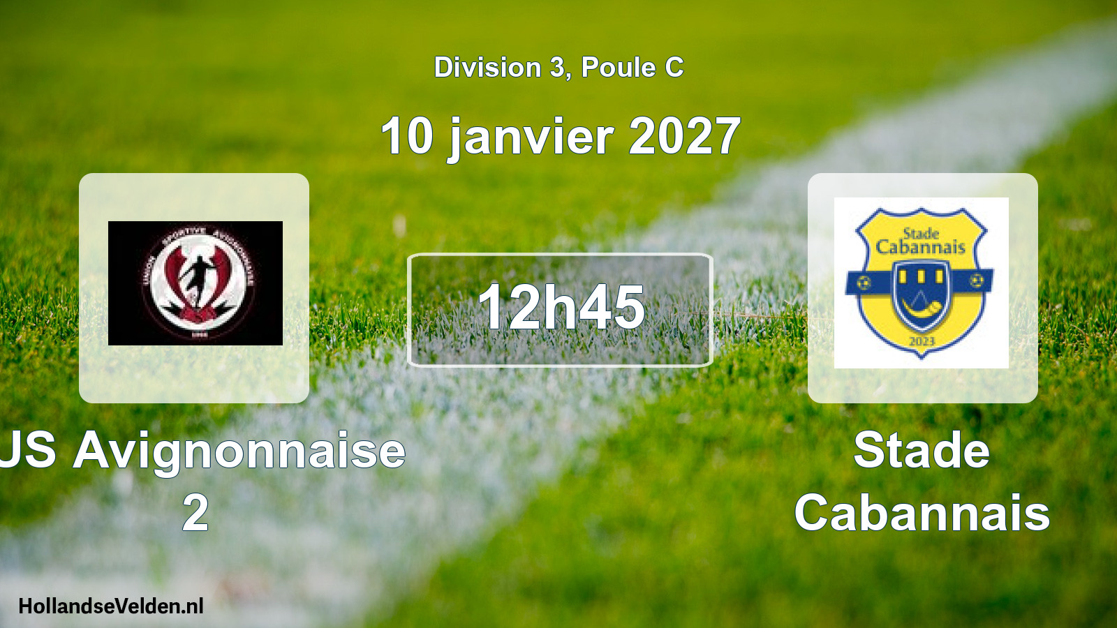 Match programmé: US Avignonnaise 2 - Stade Cabannais (10 janvier 2027)