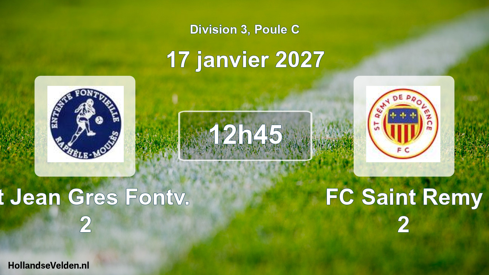Match programmé: St Jean Gres Fontv. 2 - FC Saint Remy 2 (17 janvier 2027)