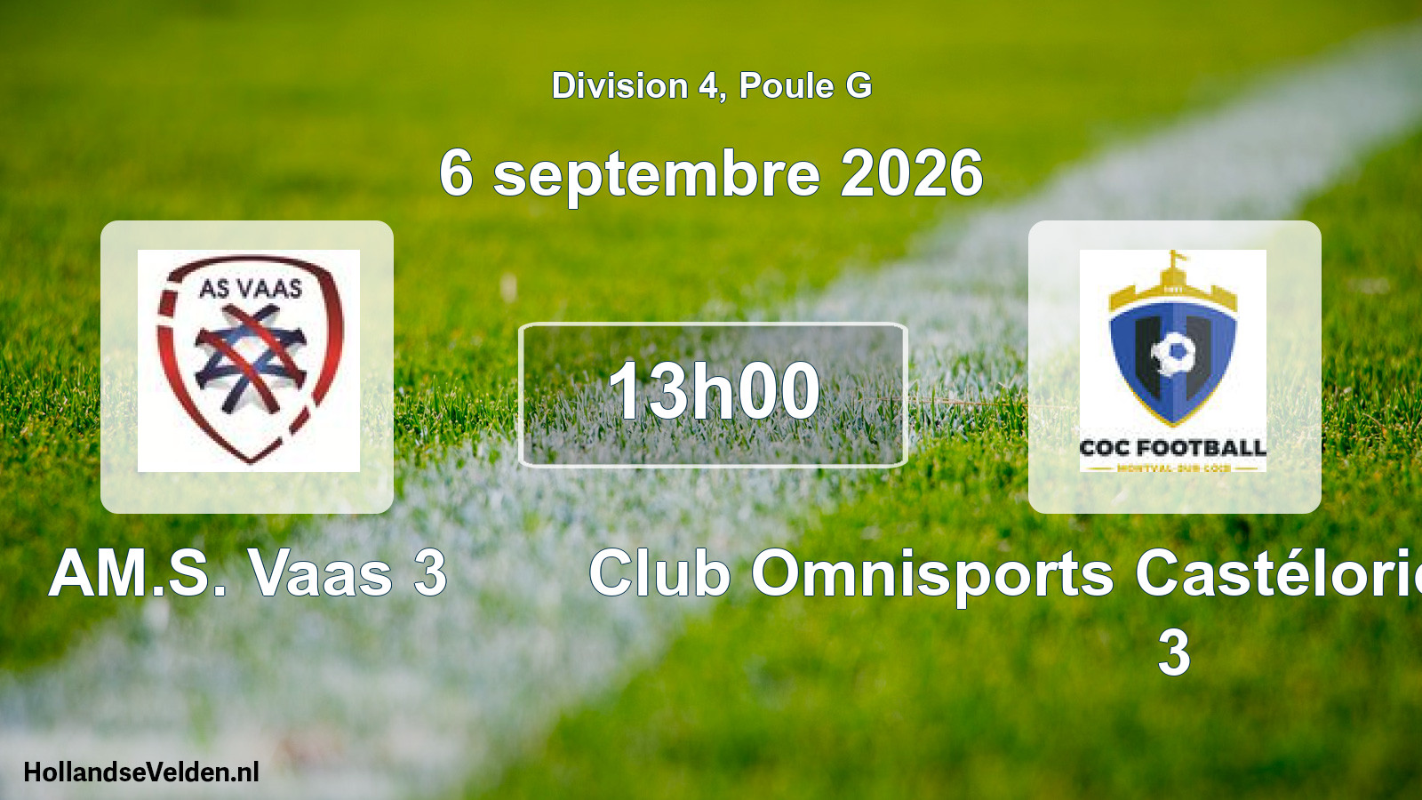 Scheduled Match: AM.S. Vaas 3 - Club Omnisports Castélorien Football 3 (6 September 2026)