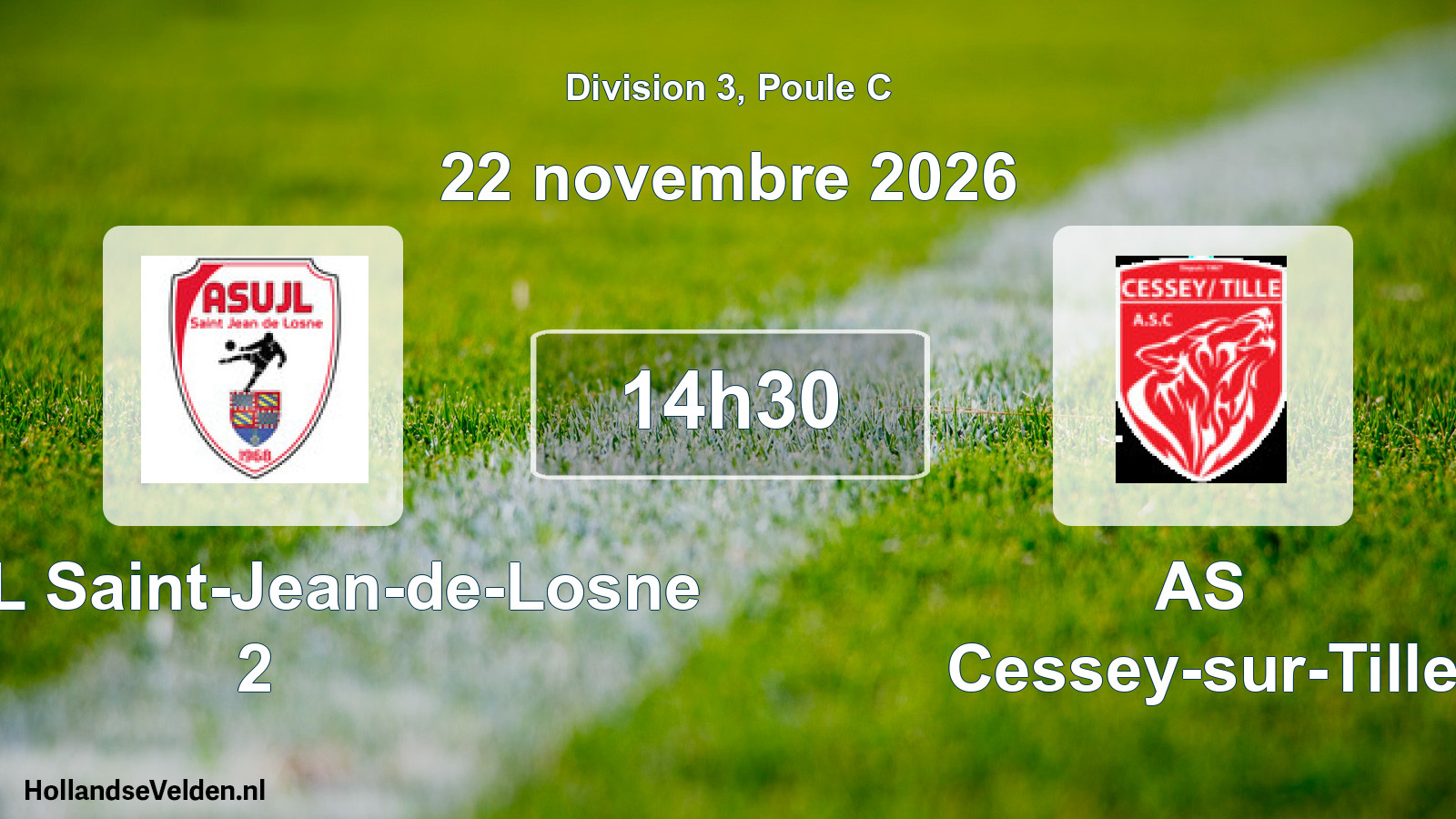 Match programmé: ASUJL Saint-Jean-de-Losne 2 - AS Cessey-sur-Tille (22 novembre 2026)