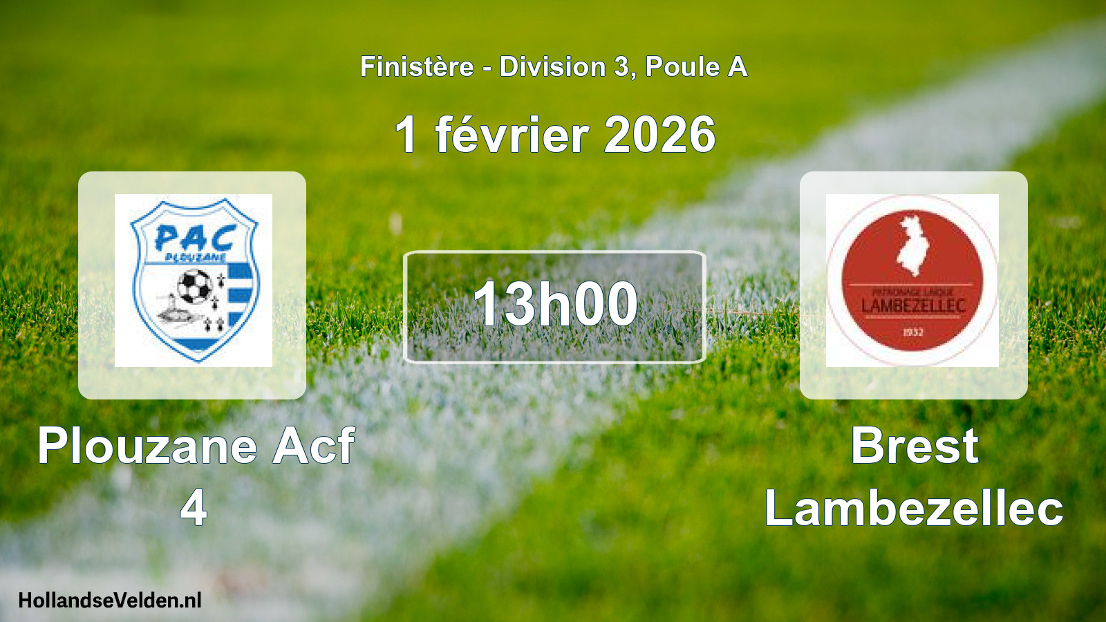 Geplande wedstrijd: Plouzane Acf 4 - Brest Lambezellec (1 februari 2026)