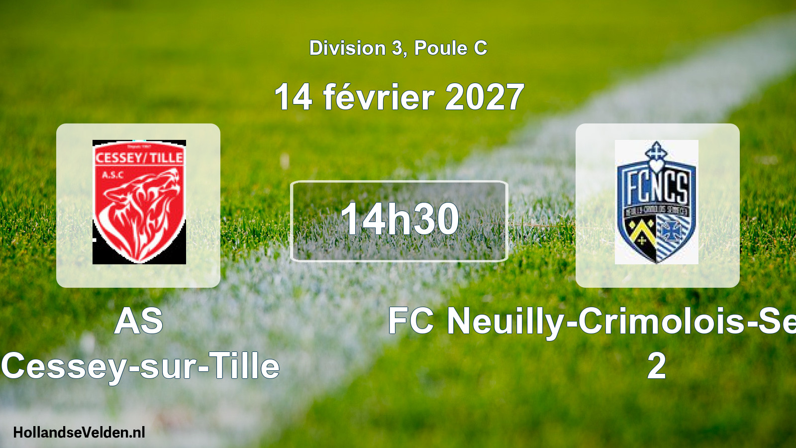 Match programmé: AS Cessey-sur-Tille - FC Neuilly-Crimolois-Sennecey 2 (14 février 2027)