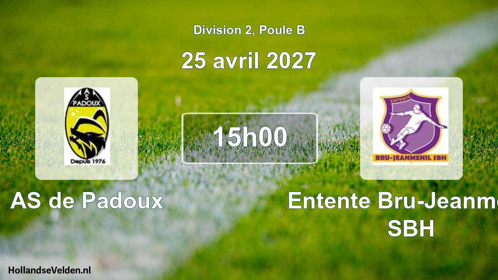 Match programmé: AS de Padoux - Entente Bru-Jeanmenil SBH (25 avril 2027)