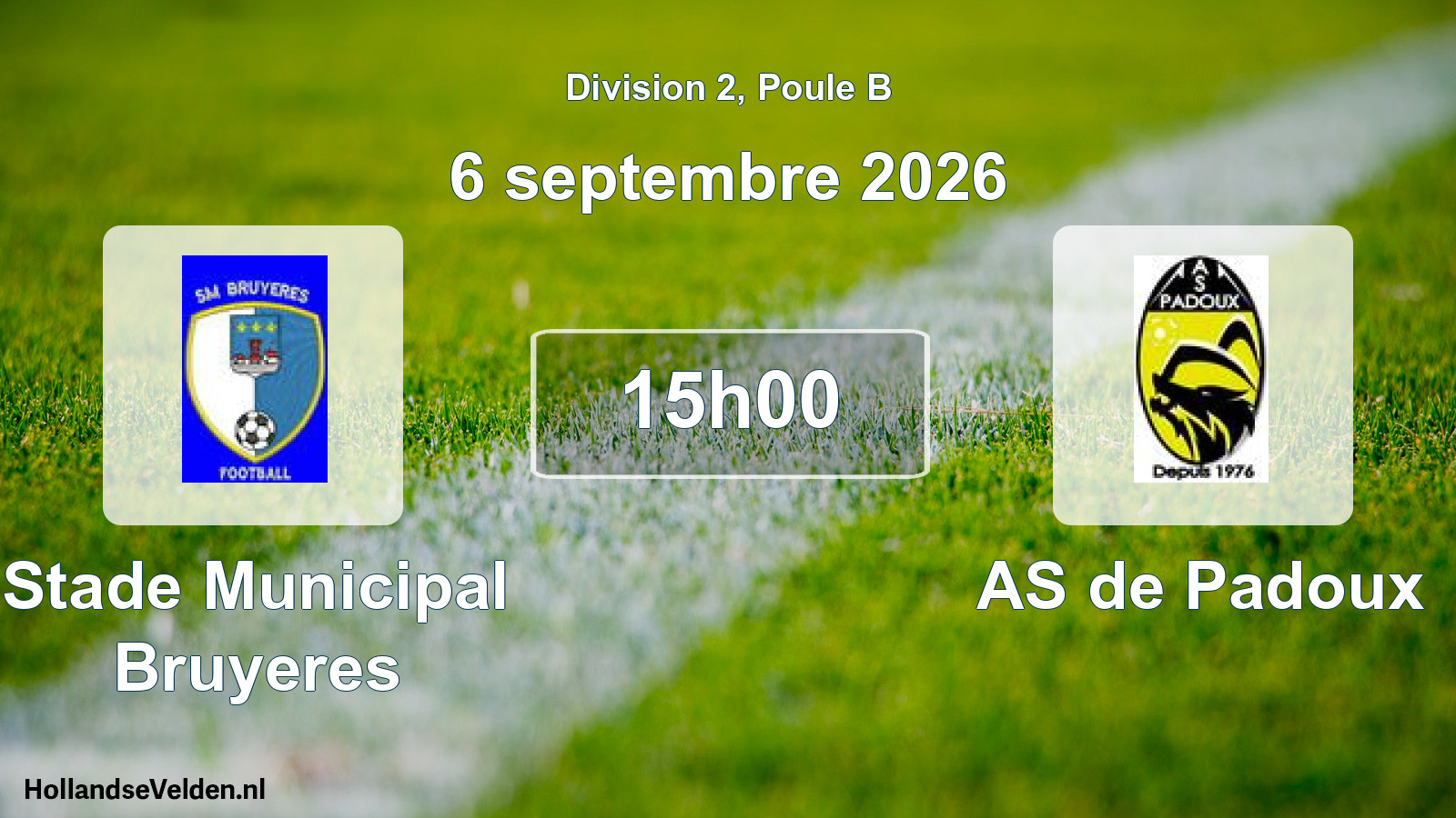 Scheduled Match: Stade Municipal Bruyeres - AS de Padoux (6 September 2026)