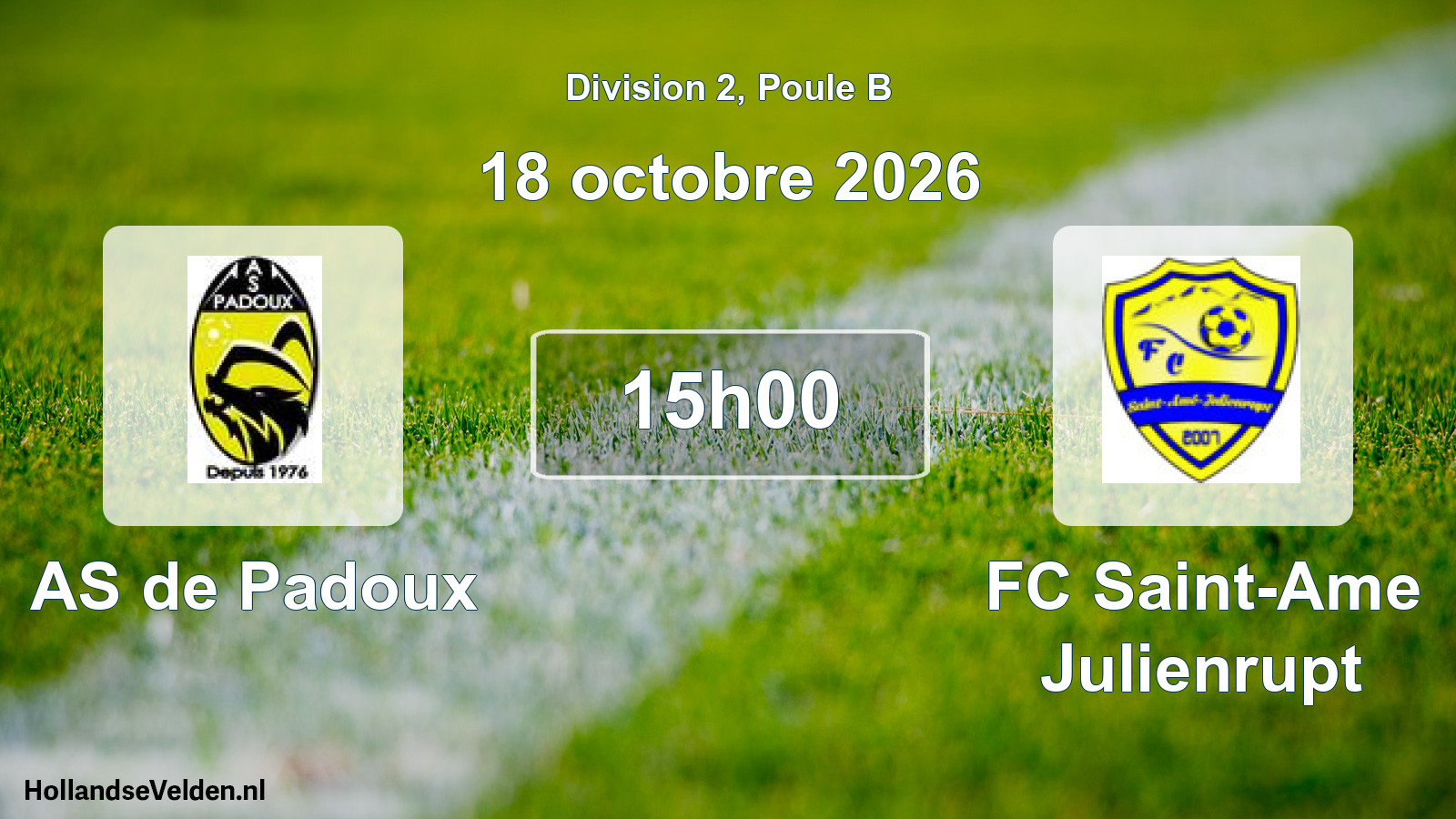 Match programmé: AS de Padoux - FC Saint-Ame Julienrupt (18 octobre 2026)