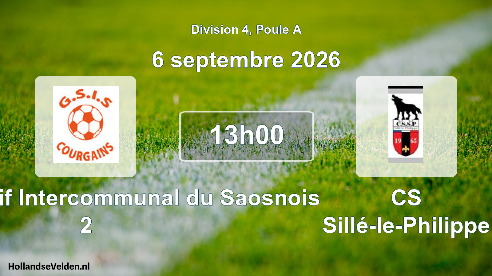 Match programmé: Groupe Sportif Intercommunal du Saosnois 2 - CS Sillé-le-Philippe (6 septembre 2026)