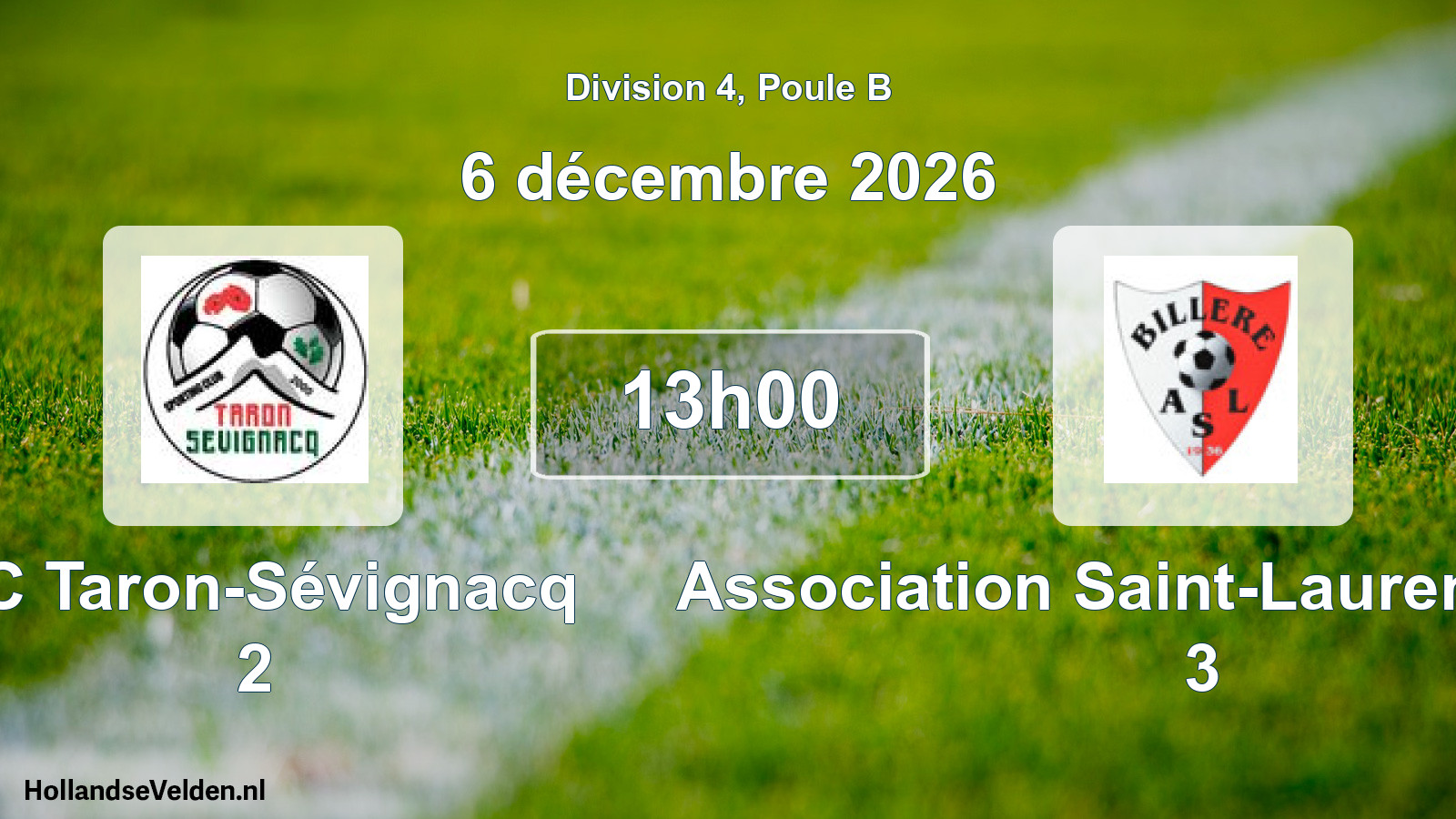 Match programmé: SC Taron-Sévignacq 2 - Association Saint-Laurent Billère 3 (6 décembre 2026)