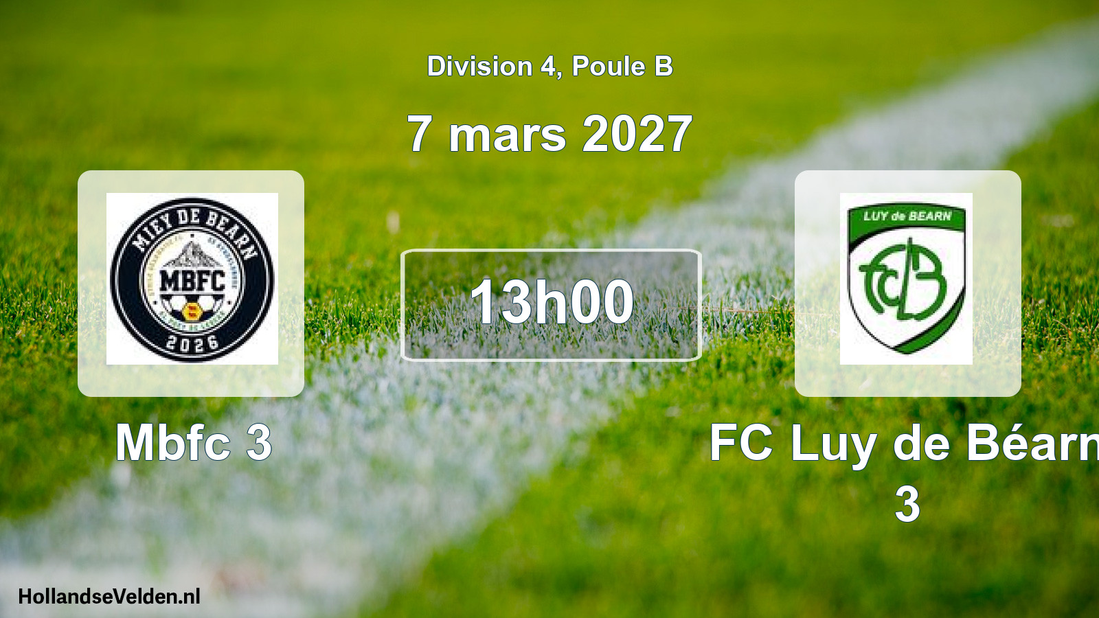 Geplande wedstrijd: Mbfc 3 - FC Luy de Béarn 3 (7 maart 2027)