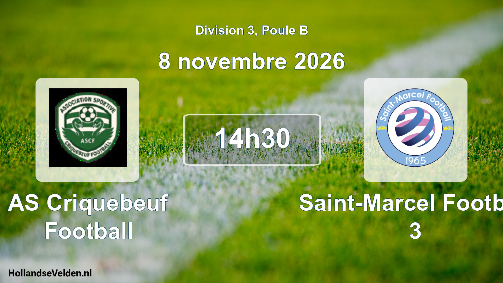 Match programmé: AS Criquebeuf Football - Saint-Marcel Football 3 (8 novembre 2026)