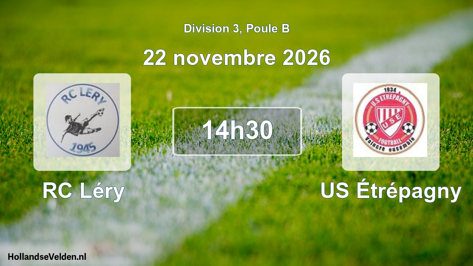 Match programmé: RC Léry - US Étrépagny (22 novembre 2026)
