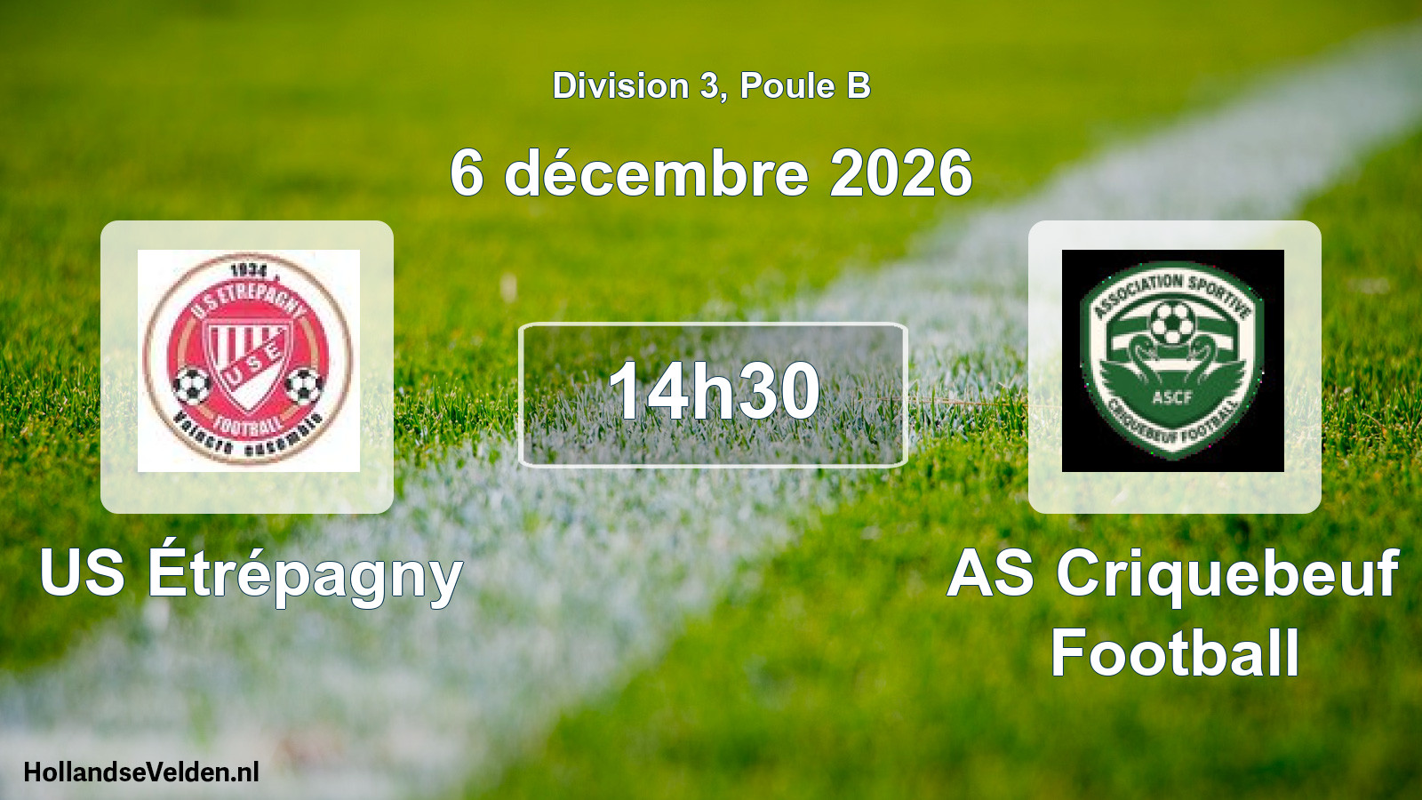 Match programmé: US Étrépagny - AS Criquebeuf Football (6 décembre 2026)