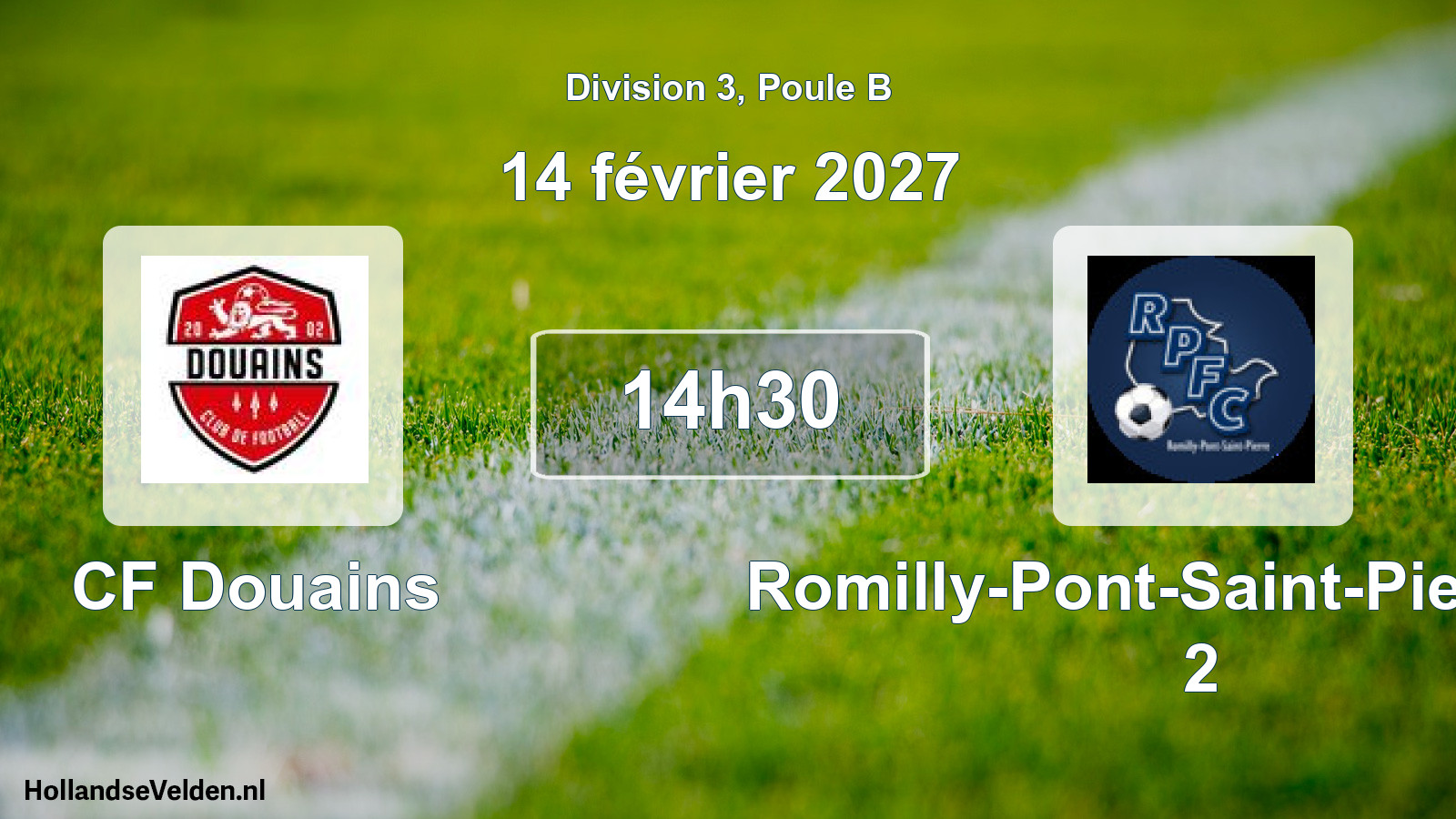 Scheduled Match: CF Douains - Romilly-Pont-Saint-Pierre FC 2 (14 February 2027)