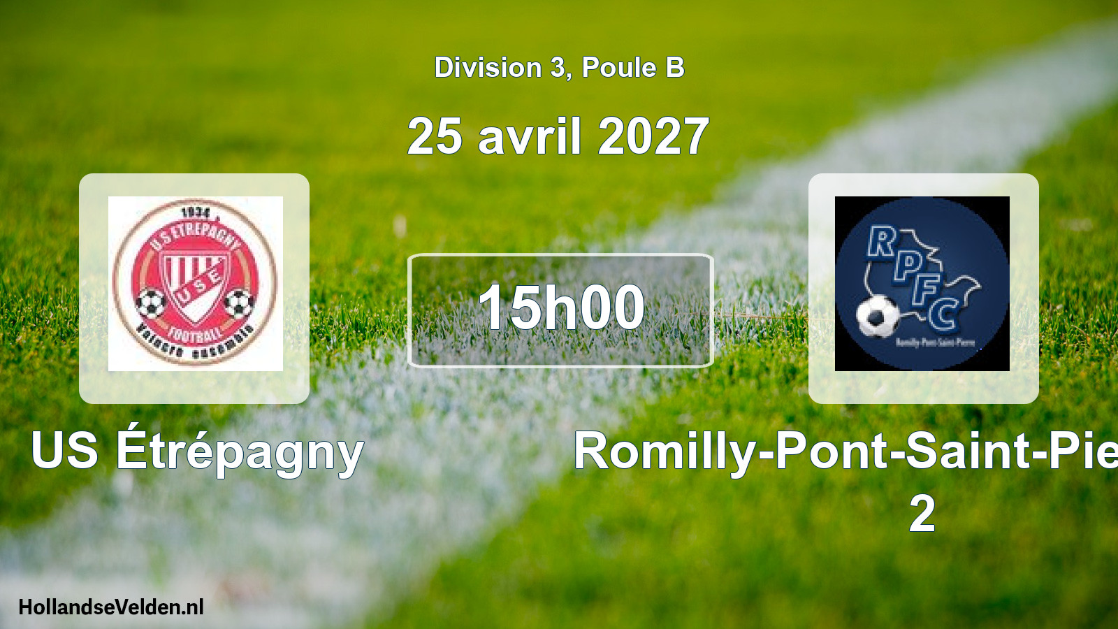 Match programmé: US Étrépagny - Romilly-Pont-Saint-Pierre FC 2 (25 avril 2027)