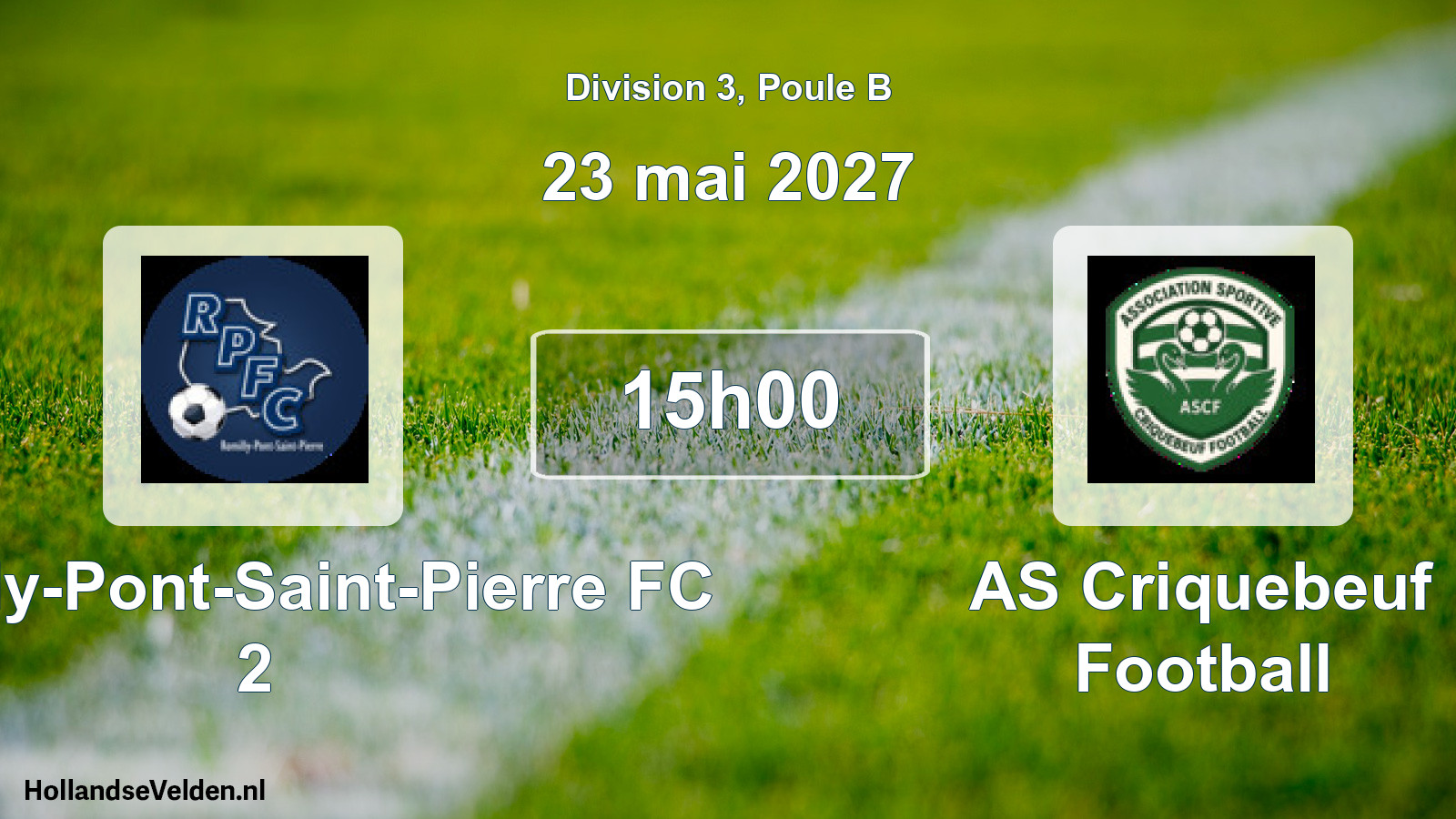 Match programmé: Romilly-Pont-Saint-Pierre FC 2 - AS Criquebeuf Football (23 mai 2027)