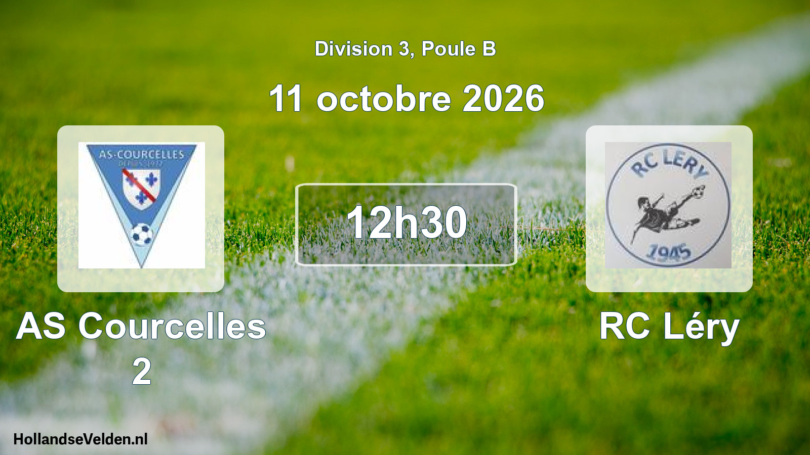 Match programmé: AS Courcelles 2 - RC Léry (11 octobre 2026)