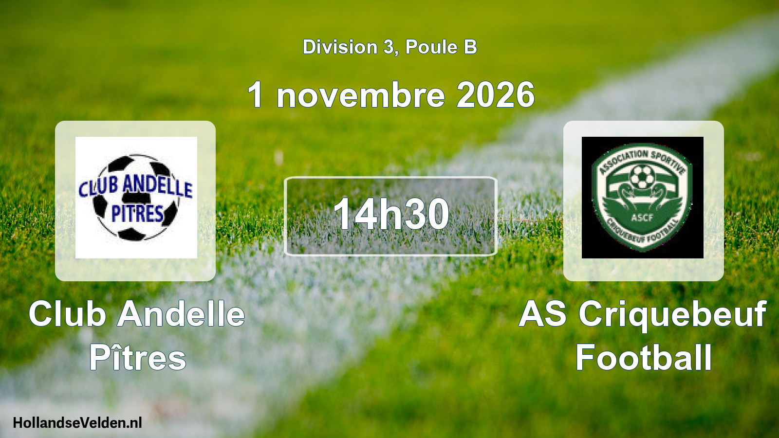 Match programmé: Club Andelle Pîtres - AS Criquebeuf Football (1 novembre 2026)
