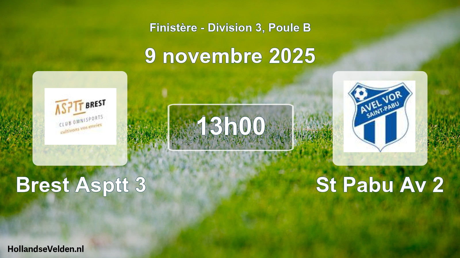 Geplande wedstrijd: Brest Asptt 3 - St Pabu Av 2 (9 novembre 2025)