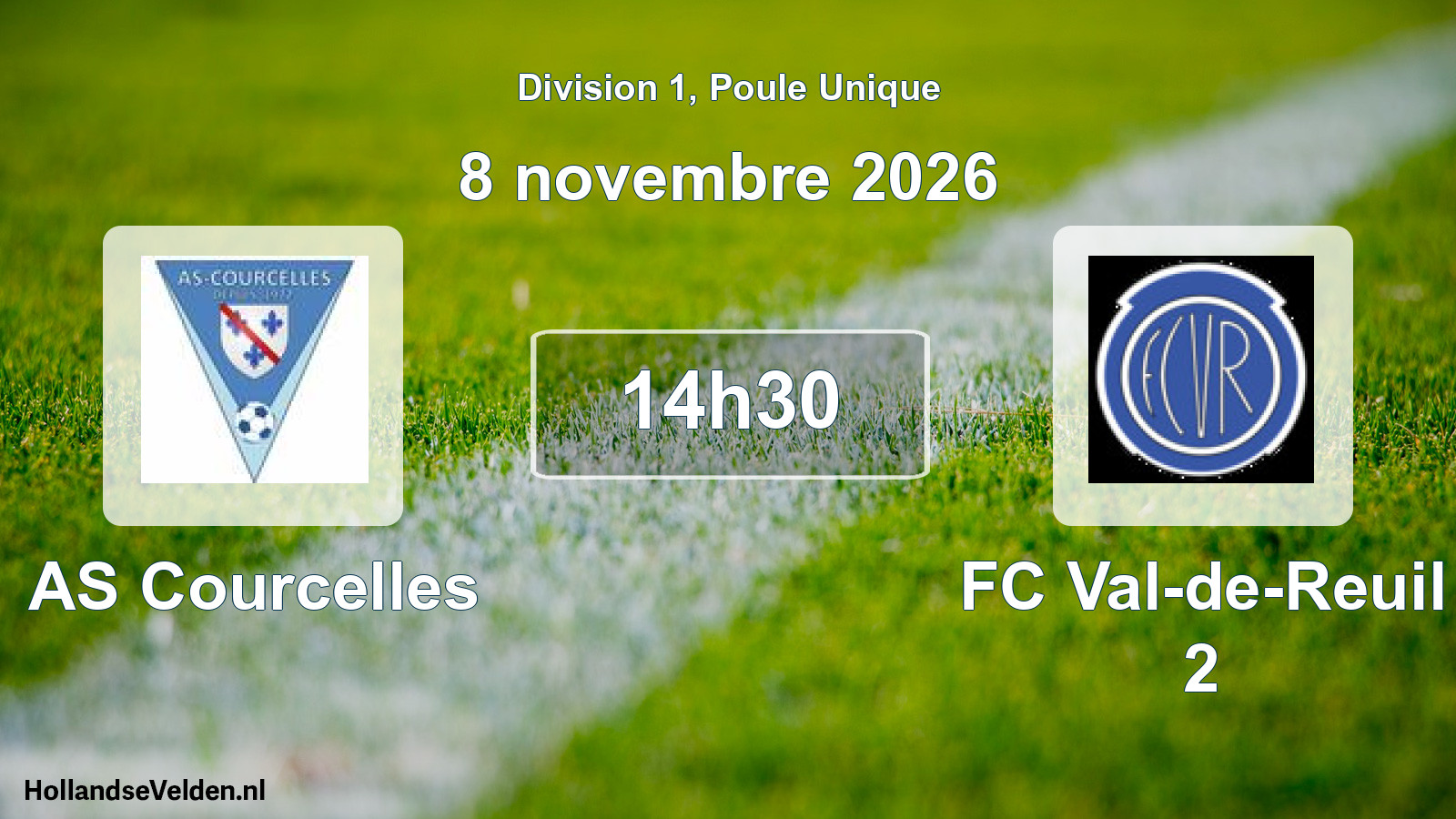 Match programmé: AS Courcelles - FC Val-de-Reuil 2 (8 novembre 2026)