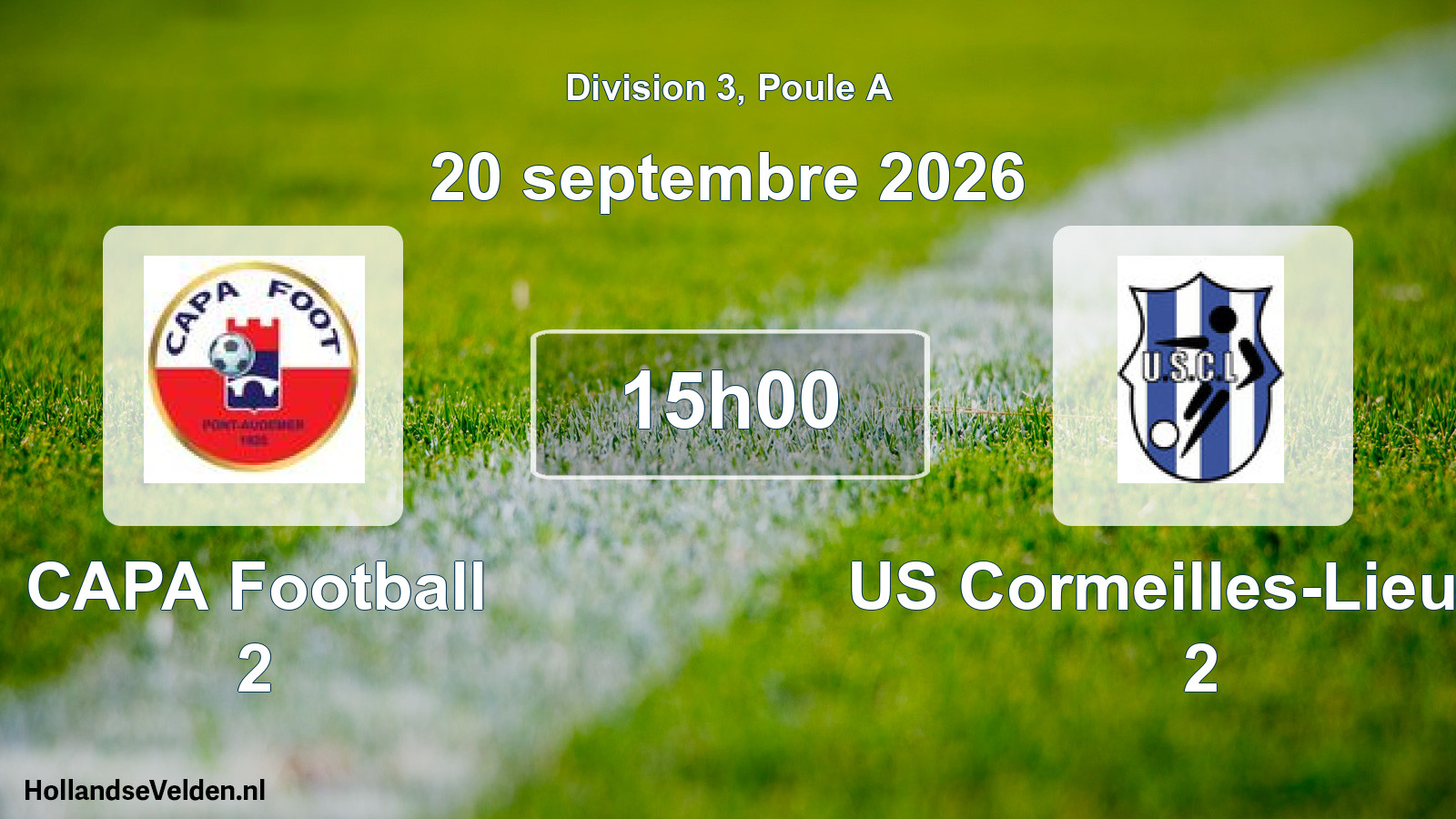 Match programmé: CAPA Football 2 - US Cormeilles-Lieurey 2 (20 septembre 2026)