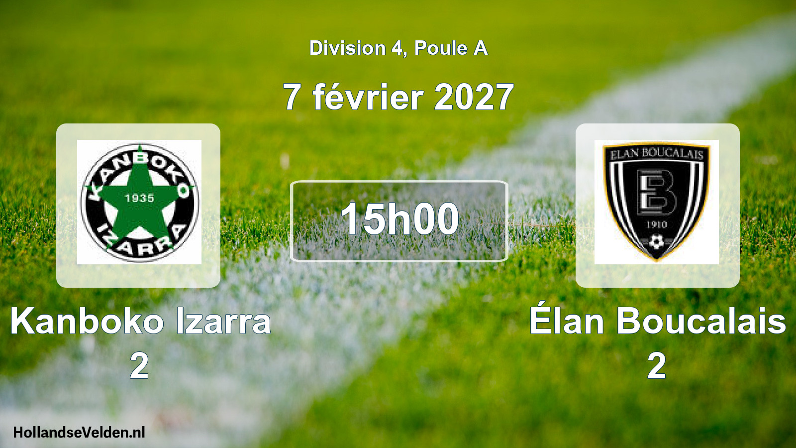 Geplande wedstrijd: Kanboko Izarra 2 - Élan Boucalais 2 (7 februari 2027)