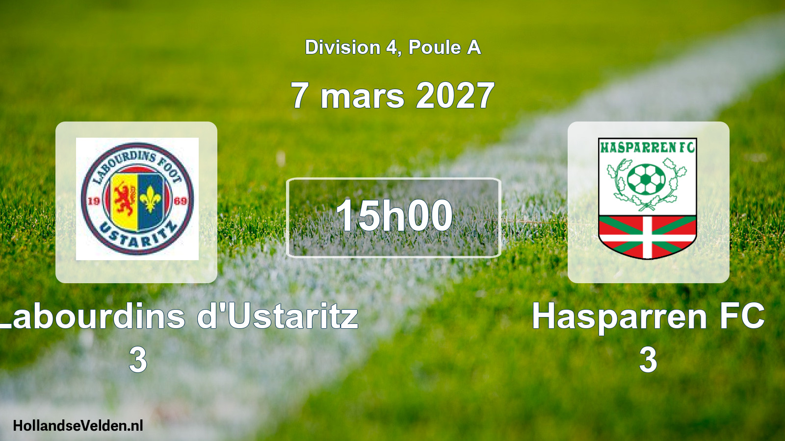 Geplande wedstrijd: Les Labourdins d'Ustaritz 3 - Hasparren FC 3 (7 maart 2027)