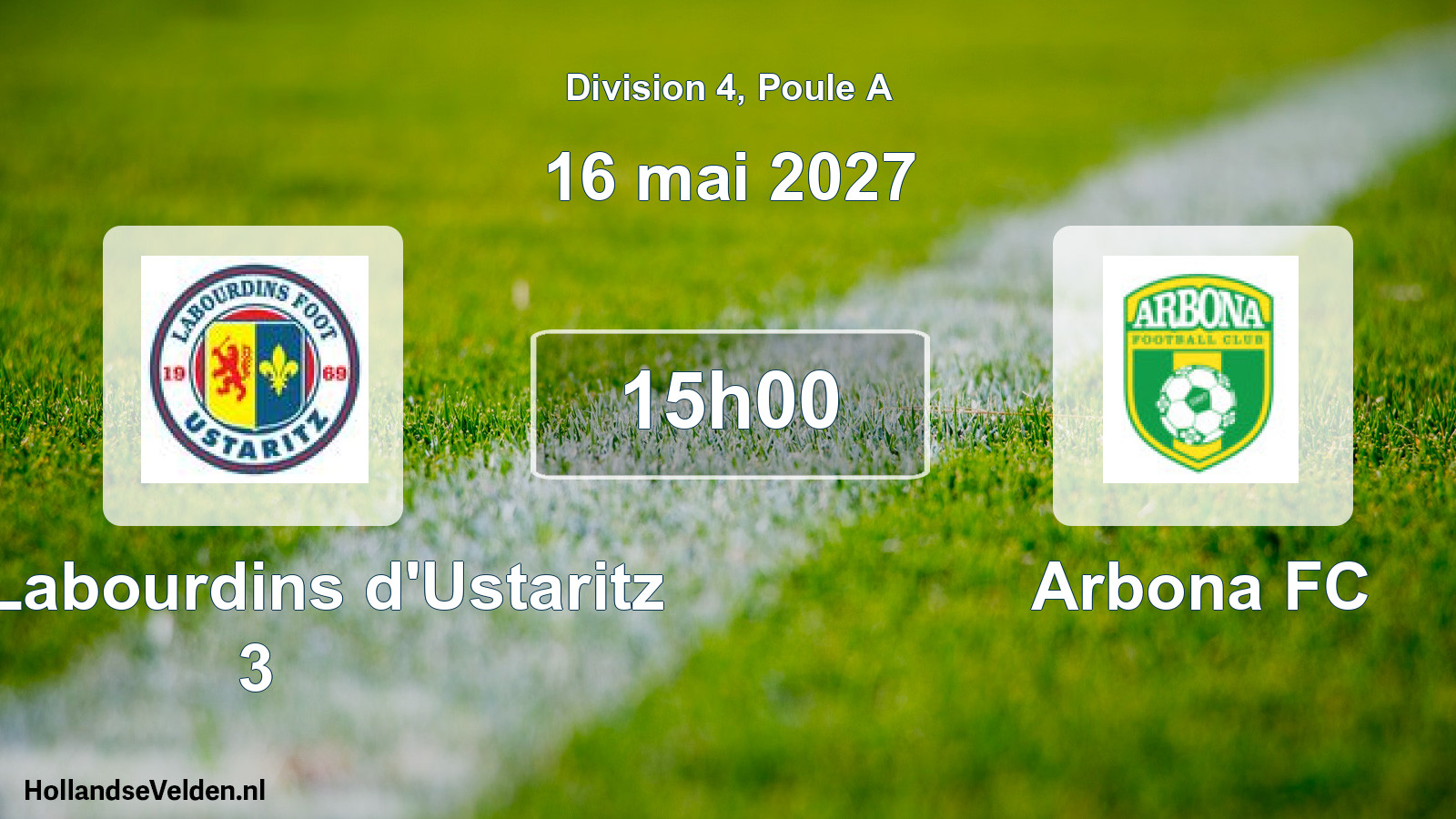 Match programmé: Les Labourdins d'Ustaritz 3 - Arbona FC (16 mai 2027)