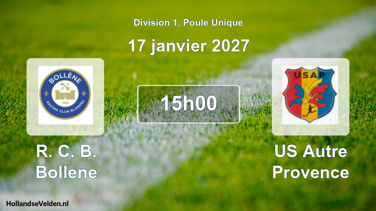 Match programmé: R. C. B. Bollene - US Autre Provence (17 janvier 2027)