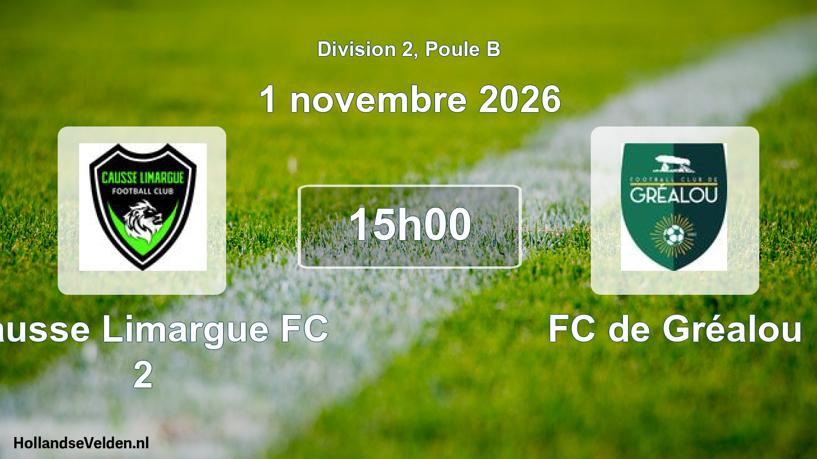 Match programmé: Causse Limargue FC 2 - FC de Gréalou (1 novembre 2026)