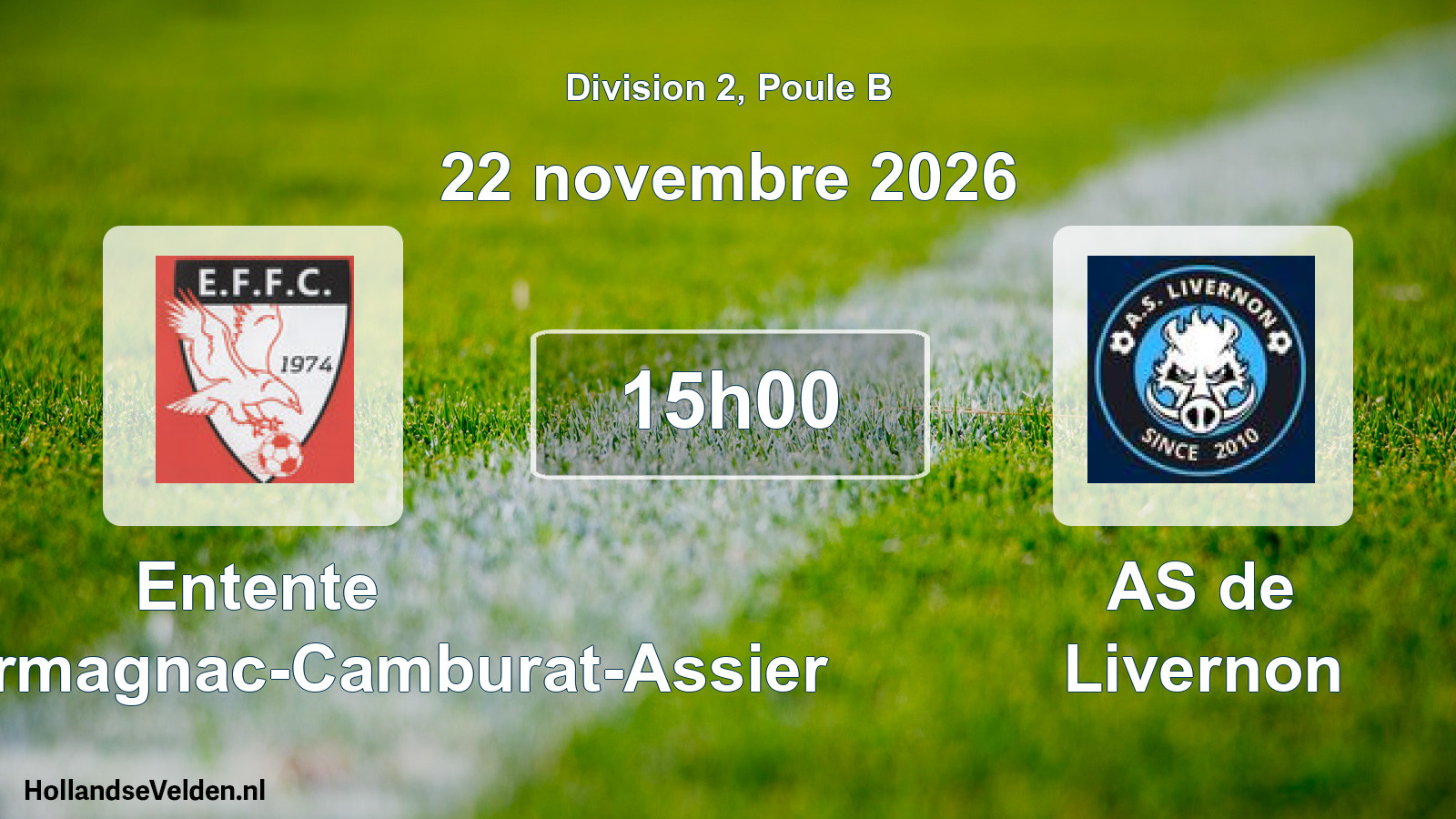 Geplande wedstrijd: Entente Fons-Fourmagnac-Camburat-Assier - AS de Livernon (22 november 2026)