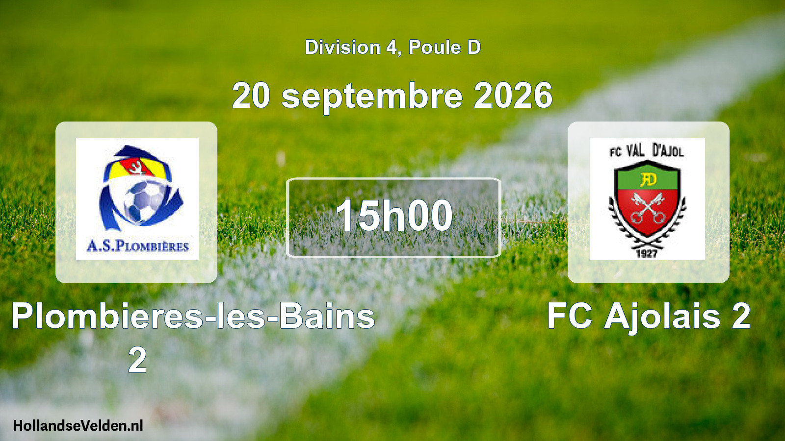 Match programmé: AS de Plombieres-les-Bains 2 - FC Ajolais 2 (20 septembre 2026)