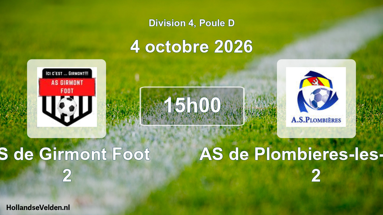 Geplande wedstrijd: AS de Girmont Foot 2 - AS de Plombieres-les-Bains 2 (4 oktober 2026)