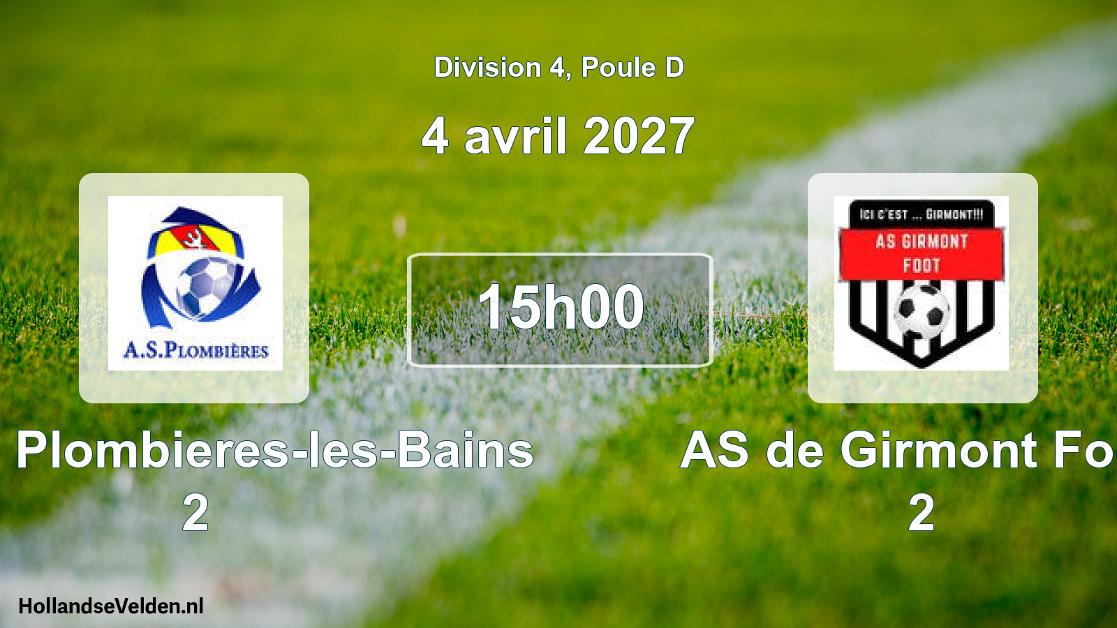 Match programmé: AS de Plombieres-les-Bains 2 - AS de Girmont Foot 2 (4 avril 2027)