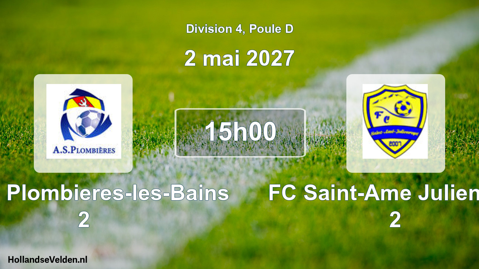Match programmé: AS de Plombieres-les-Bains 2 - FC Saint-Ame Julienrupt 2 (2 mai 2027)