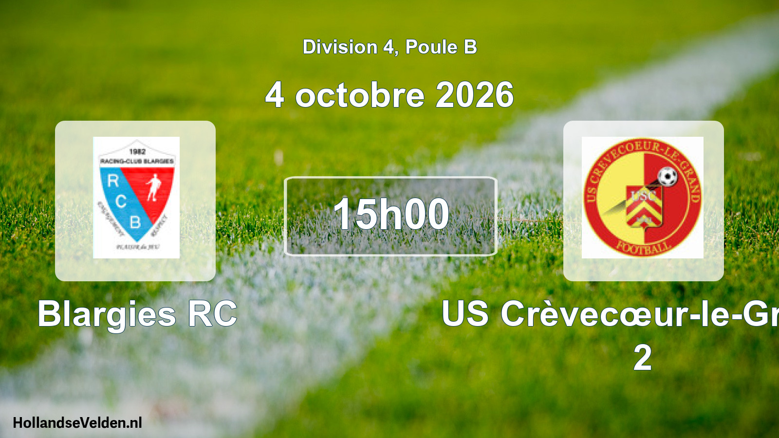 Geplande wedstrijd: Blargies RC - US Crèvecœur-le-Grand 2 (4 oktober 2026)