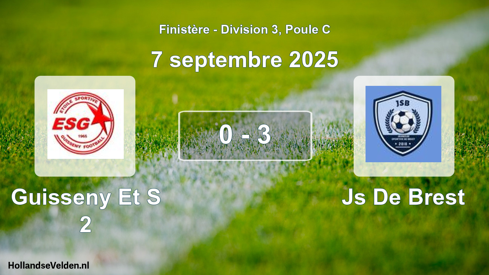 Gespeelde wedstrijd: Guisseny Et S 2 - Js De Brest 0 - 3 (7 septembre 2025)
