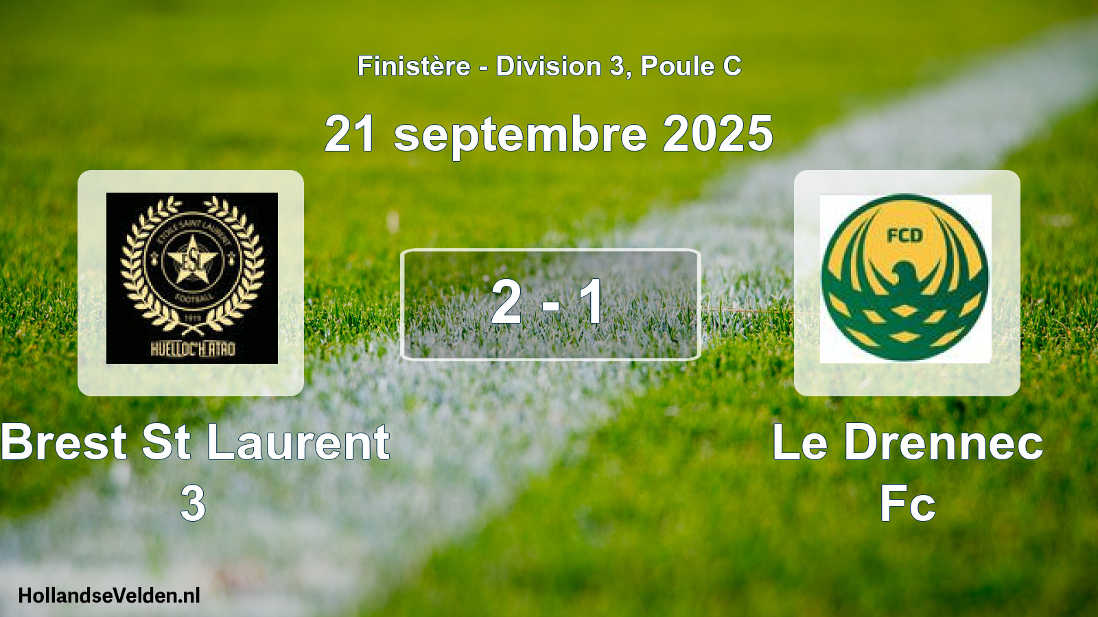 Gespeelde wedstrijd: Brest St Laurent 3 - Le Drennec Fc 2 - 1 (21 septembre 2025)