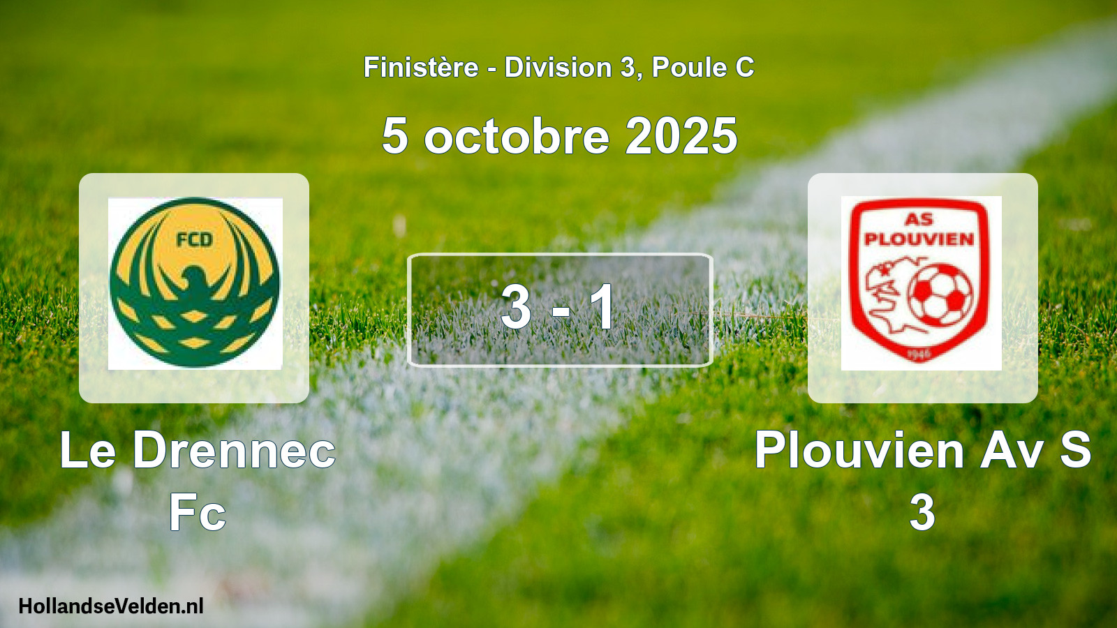 Gespeelde wedstrijd: Le Drennec Fc - Plouvien Av S 3 3 - 1 (5 octobre 2025)