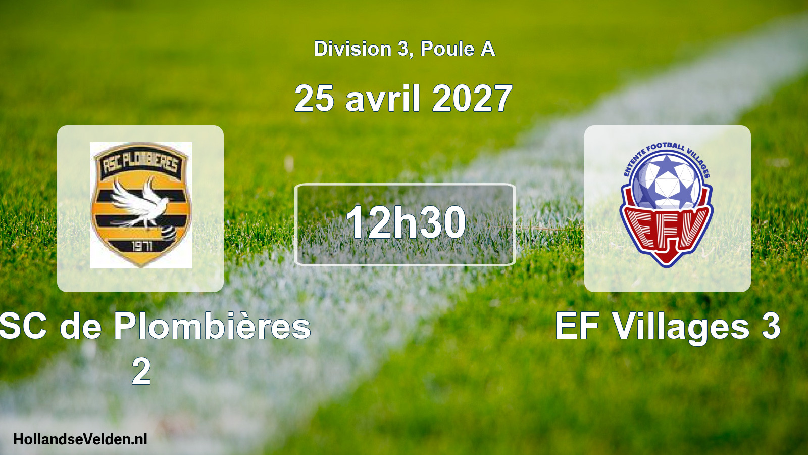 Match programmé: ASC de Plombières 2 - EF Villages 3 (25 avril 2027)